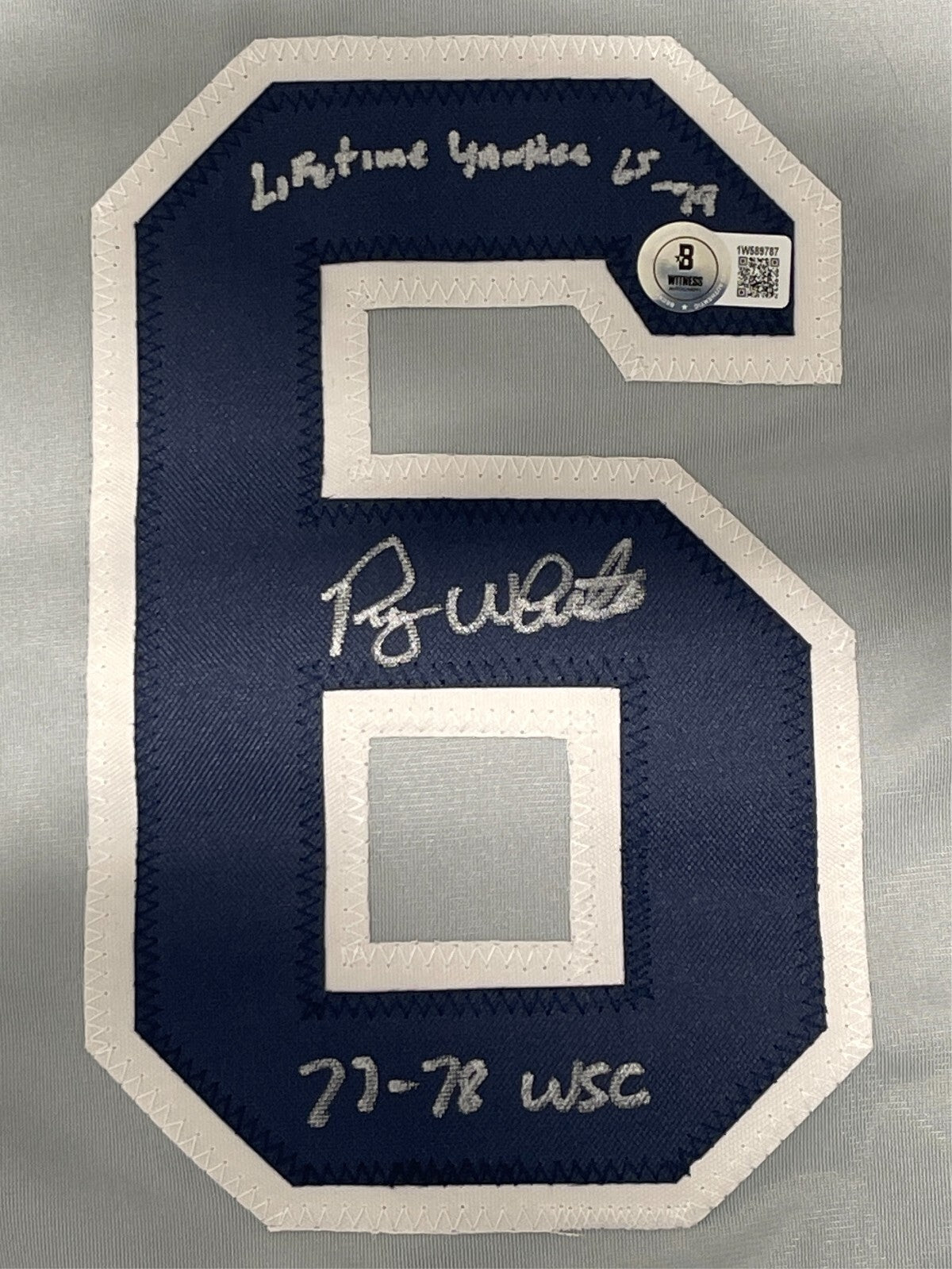 Roy White Signed Yankees Custom Jersey Lifetime Yankee & 77-78 WSC Beckett COA1