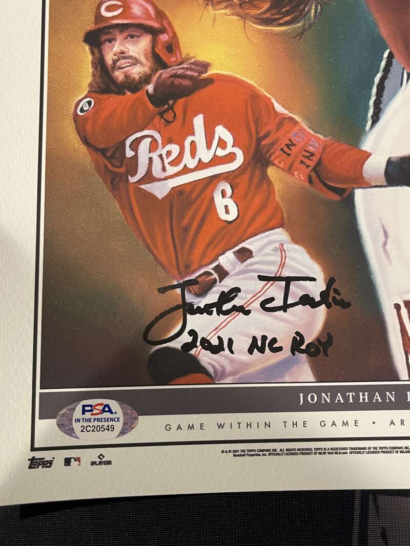 Jonathan India Signed Auto 10x14 Topps Game within the Game Print /99 PSA COA1