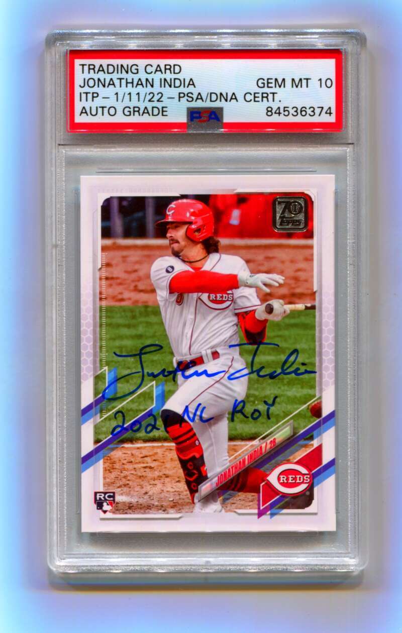 Jonathan India 2021 Topps Update #US286 Signed Rookie RC PSA 10 Auto ROY1
