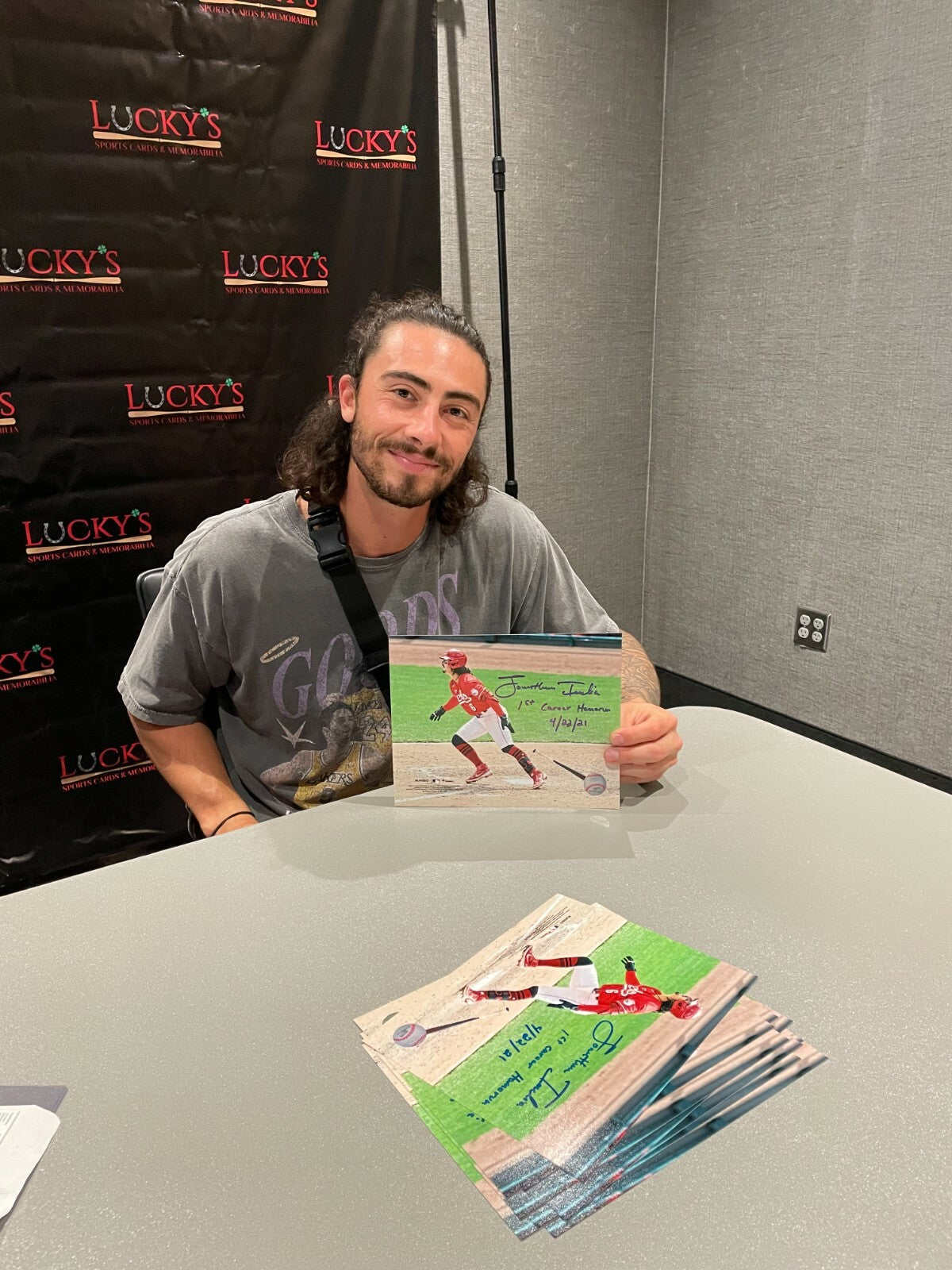 Jonathan India Signed 8x10 Fanatics Photo w/ 1st HR JSA W COA + HOLO1