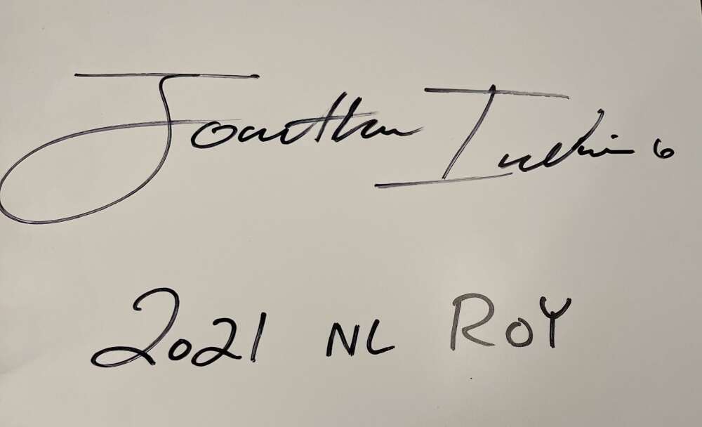 Jonathan India Signed Auto 16x20 Photo Spotlight Standing PSA COA 2022 NL ROY1