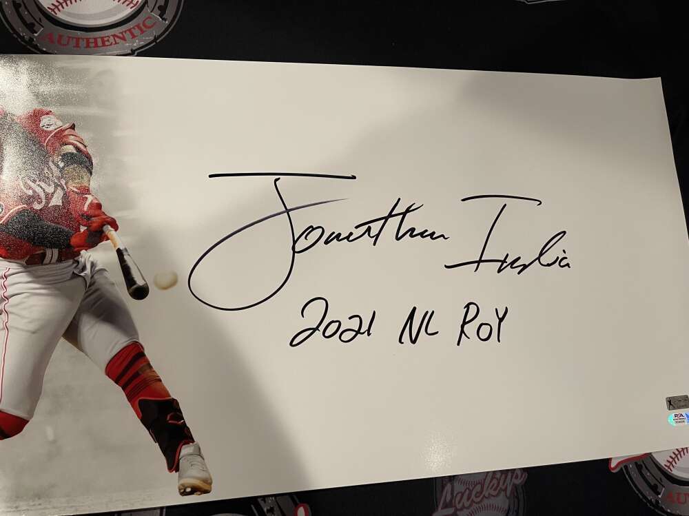 Jonathan India Signed Auto Autographed 30x15 Photo Print #2 PSA COA ROY Reds1