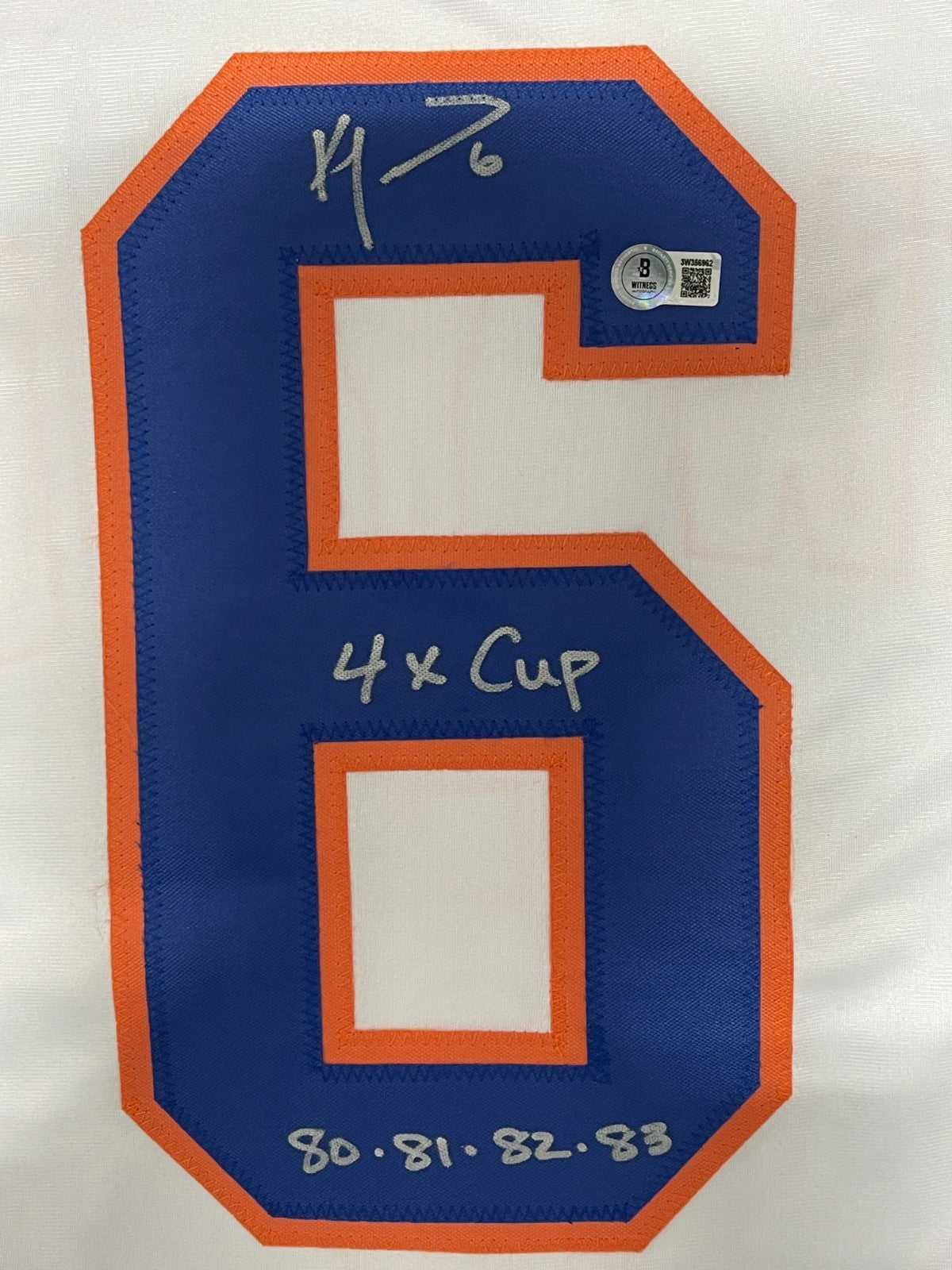 Ken Morrow Signed Islanders Custom Jersey w 4x Cup 80 81 82 83 Beckett W BAS COA1