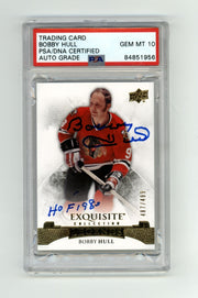 Bobby Hull 2015-16 Upper Deck Exquisite #/499 Signed HOF 1980 Insc. PSA 10 Auto0