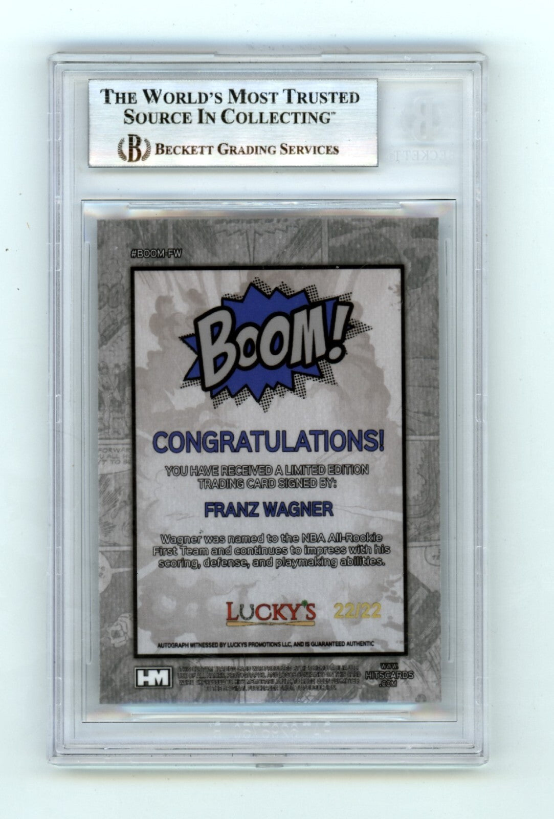 Franz Wagner 2024 Hits Memorabilia BOOM Silver #22/22 Signed BGS BAS Auto Magic1