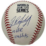 Randy Arozarena Signed 2020 World Series Baseball w/ 10 HR 29 Hits Insc. JSA COA0