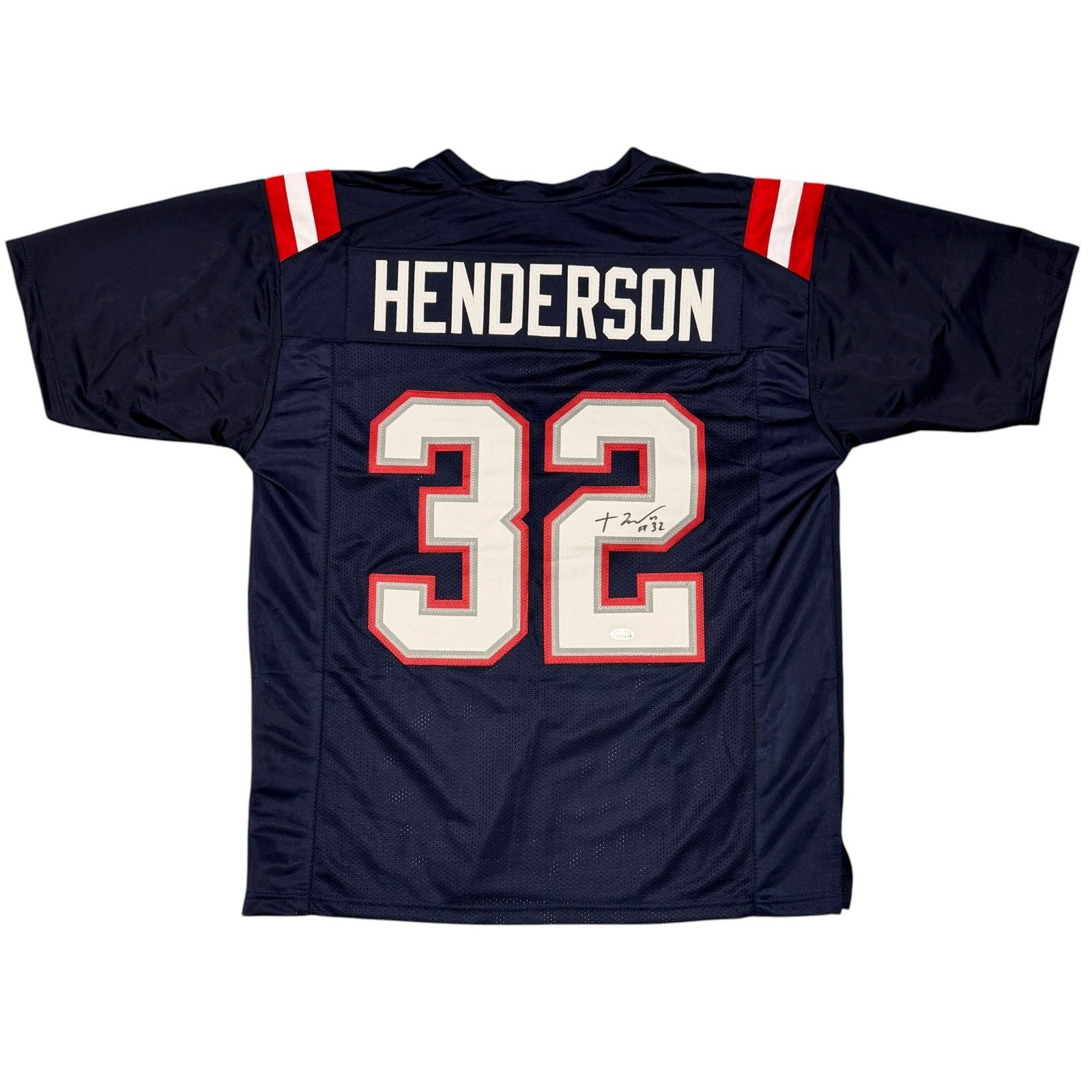 TreVeyon Henderson Signed New England Patriots Custom Jersey JSA Witness COA0