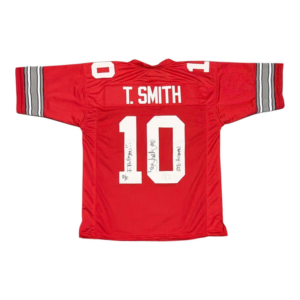 Troy Smith Signed Ohio State Buckeyes Custom Jersey #10 /10 w/ 2x Insc JSA W COA0