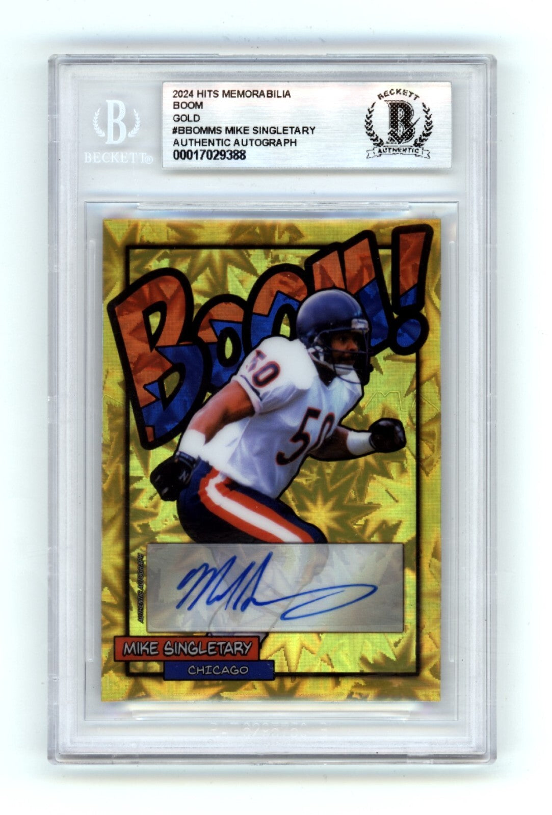 Mike Singletary 2024 Hits Memorabilia BOOM Gold #/10 Signed BGS BAS Auto Bears0