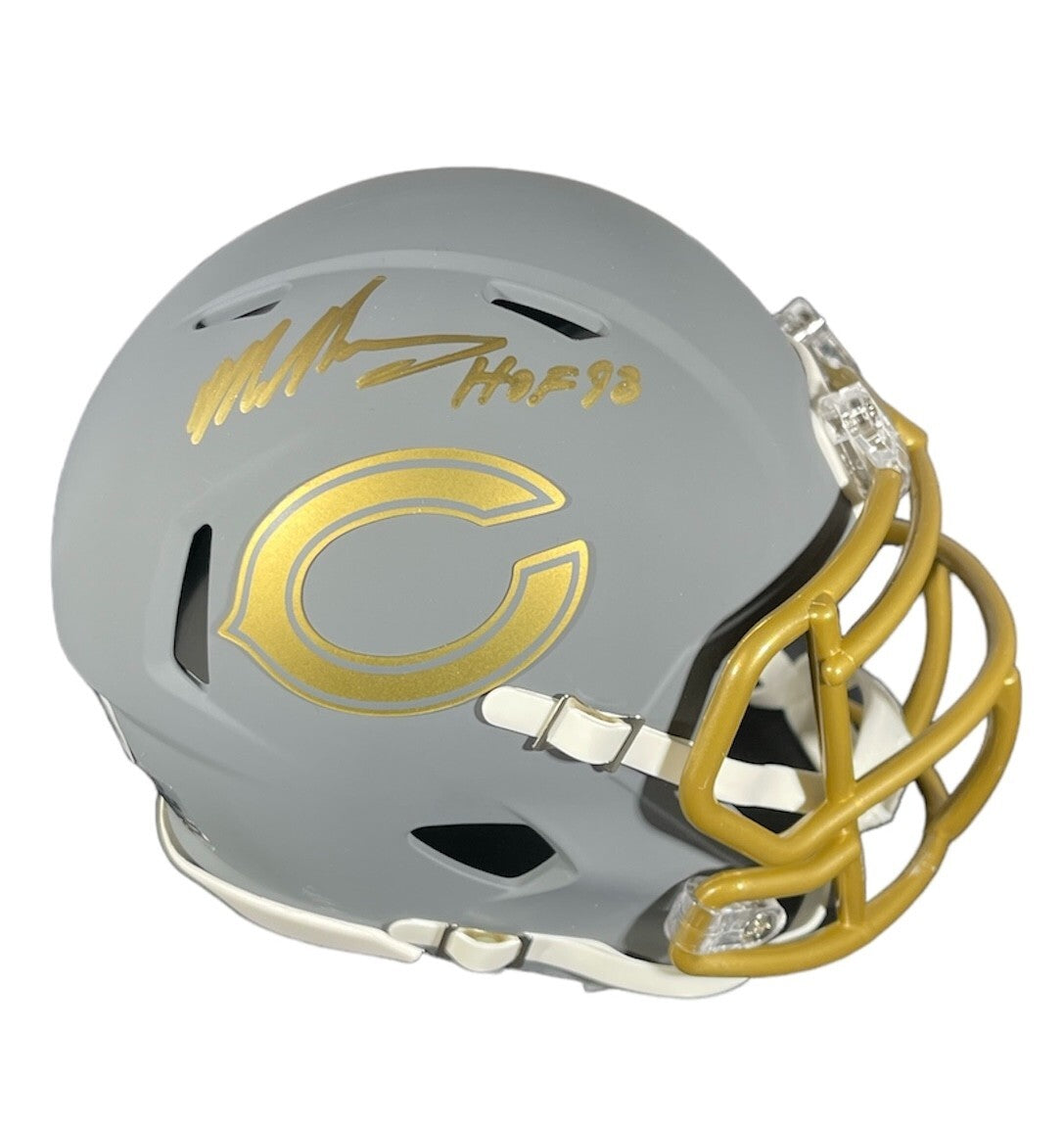 Mike Singletary Signed Bears Slate Mini Helmet HOF 98 Beckett Witness BAS COA0