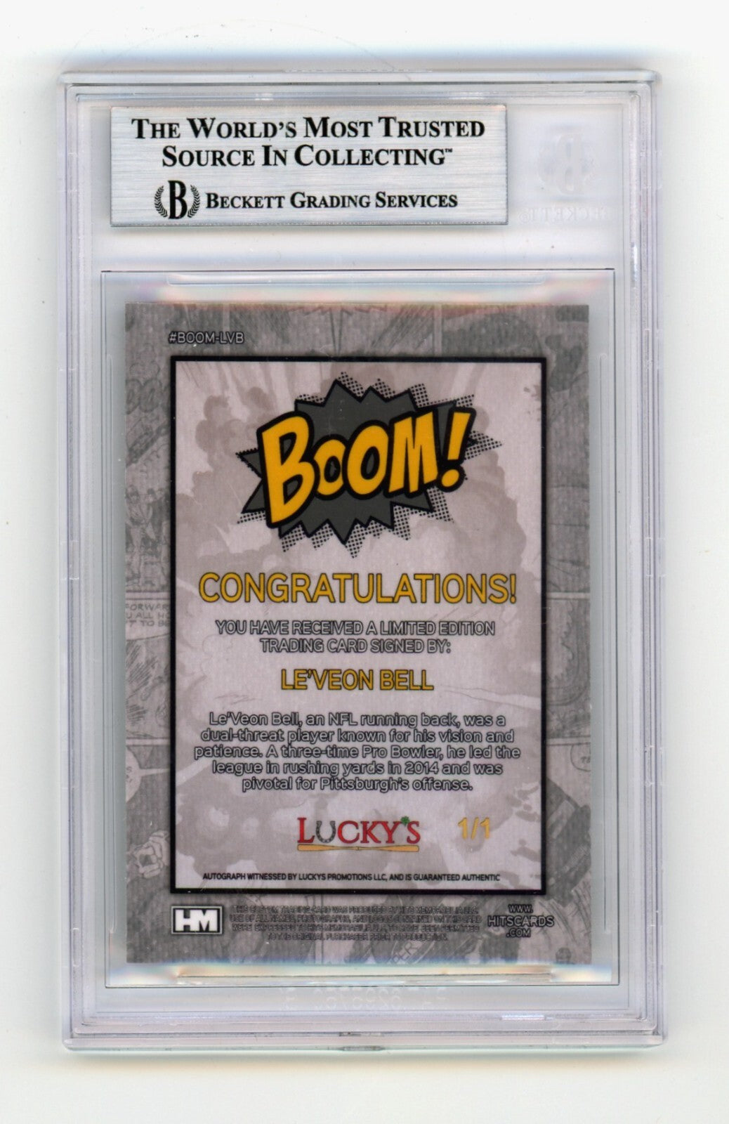 Le'Veon Bell 2024 Hits Memorabilia BOOM Super 1/1 Signed BGS BAS Auto Pittsburgh1