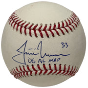 Justin Morneau Signed Autographed ROMLB Baseball w/ 06 AL MVP JSA COA Twins0