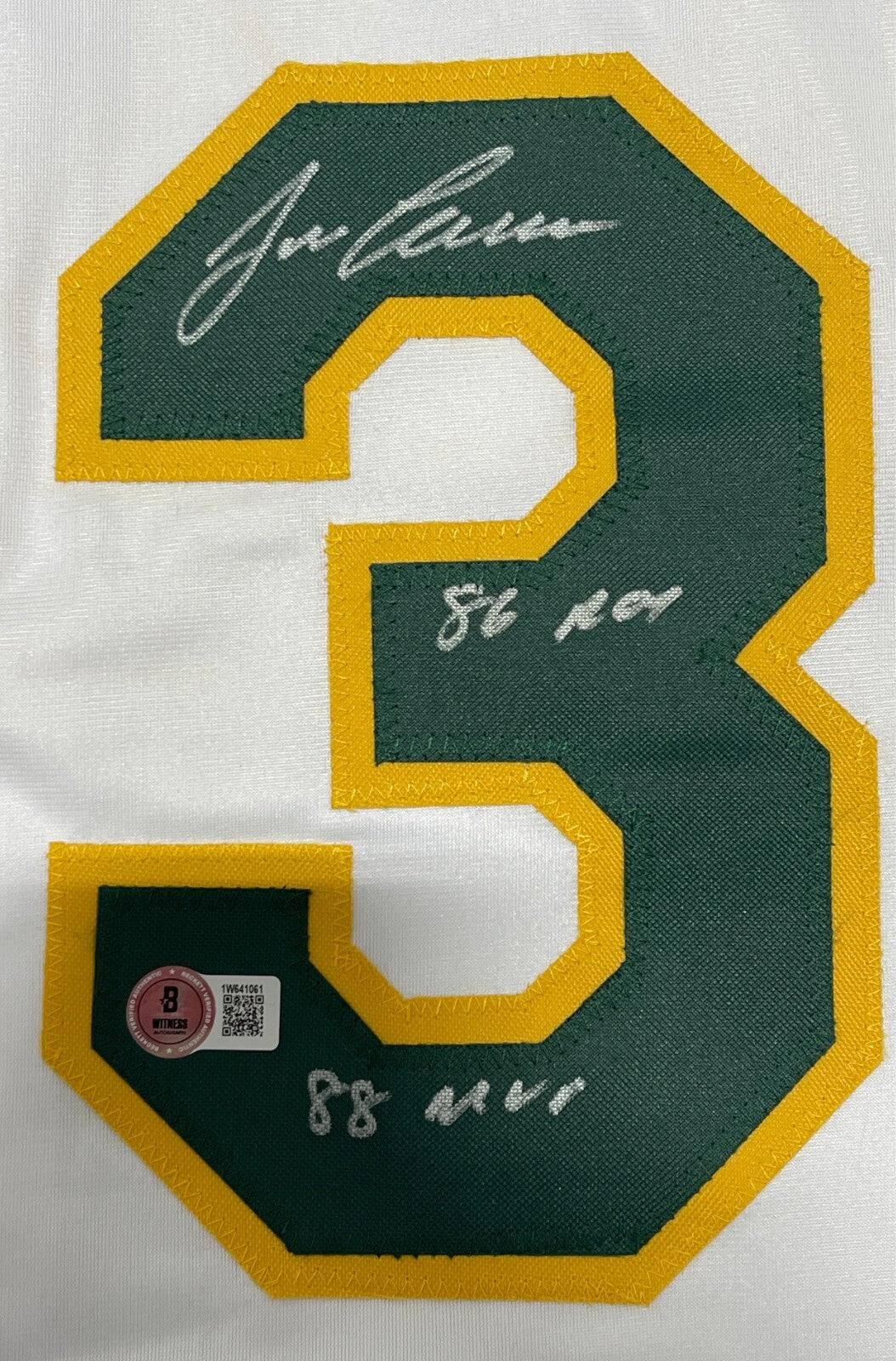 Jose Canseco Signed Oakland Athletics Custom Jersey w/ 2 Insc Beckett W BAS COA1