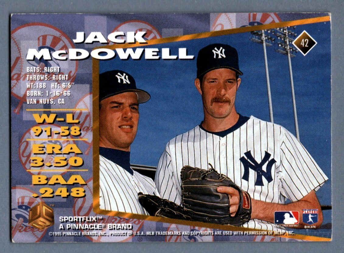 Jack McDowell Signed 1995 Pinnacle Sportflix UC3 #42 LSCM COA New York Yankees1