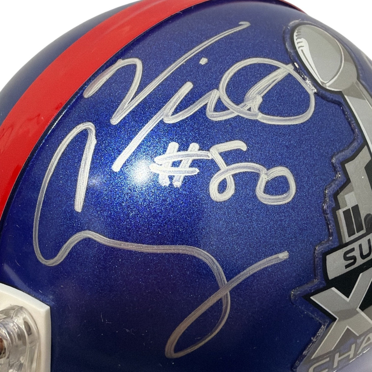 Victor Cruz Signed Giants Super Bowl XLVI Logo Mini Helmet w/ Insc. STEINER COA1
