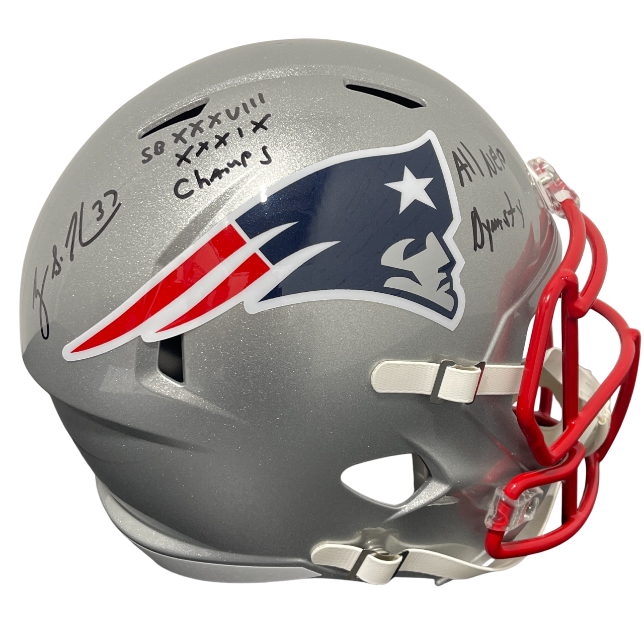 Rodney Harrison Signed Patriots Speed FS Full Size Helmet 2x Ins Beckett BAS COA0