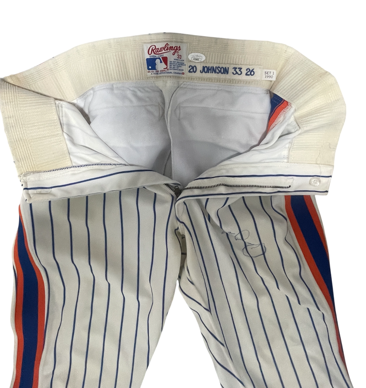 Howard Johnson Signed 1990 New York Mets Game Used Baseball Pants JSA COA Set 12