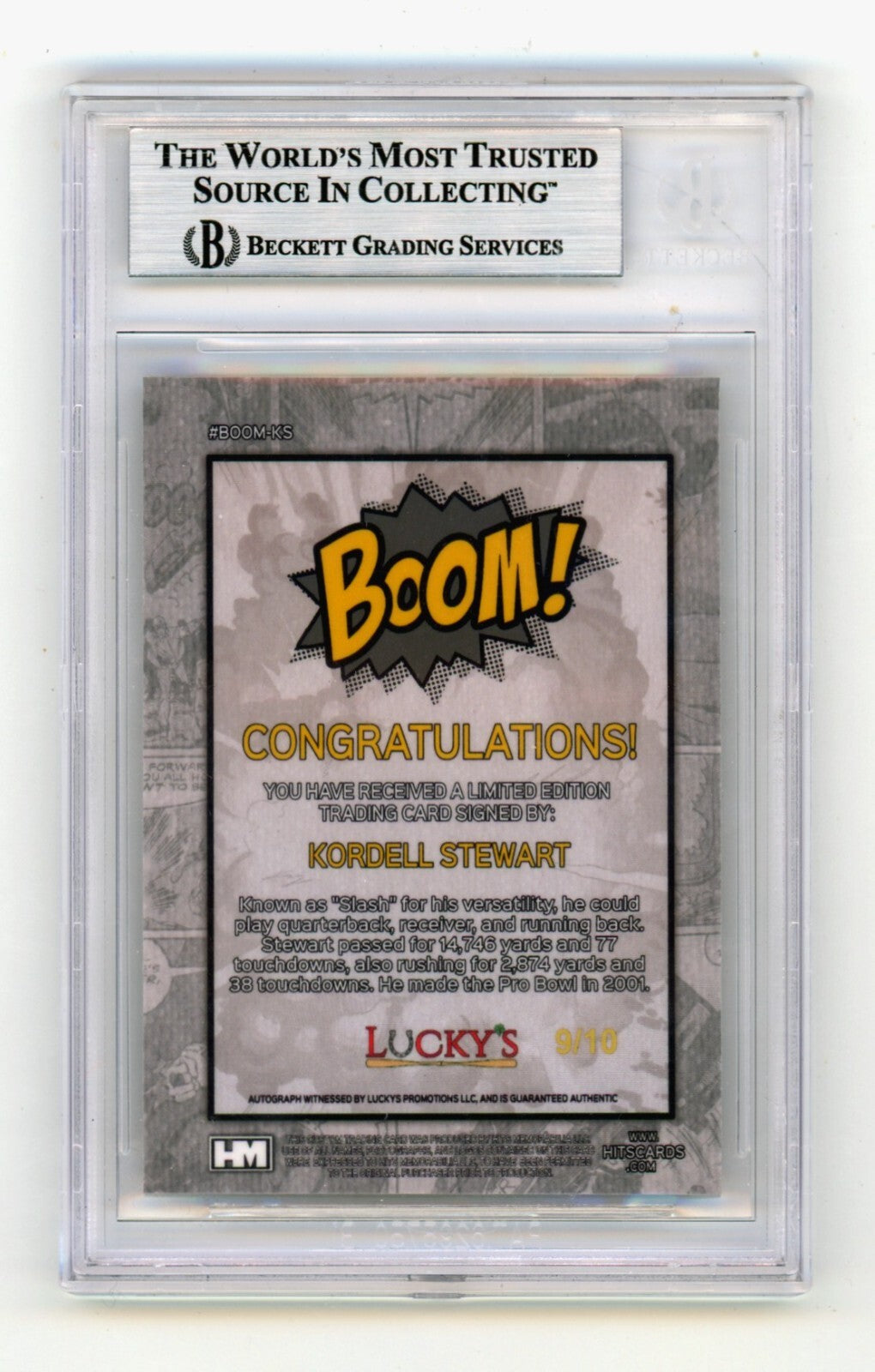 Kordell Stewart 2024 Hits Memorabilia BOOM Gold /10 Signed BGS BAS Auto1