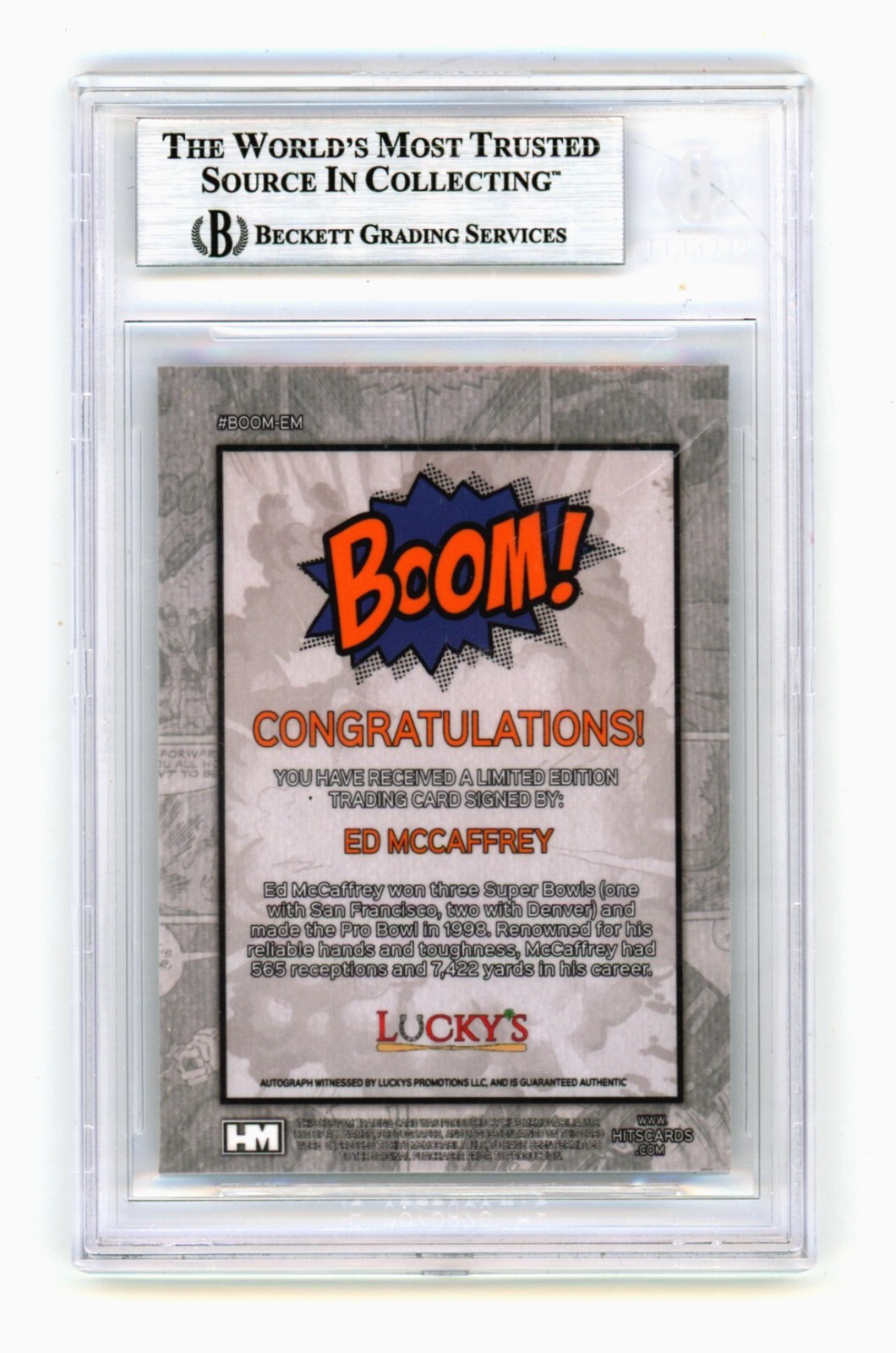 Ed McCaffrey 2024 Hits Memorabilia BOOM Silver Signed BGS BAS Auto Denver1