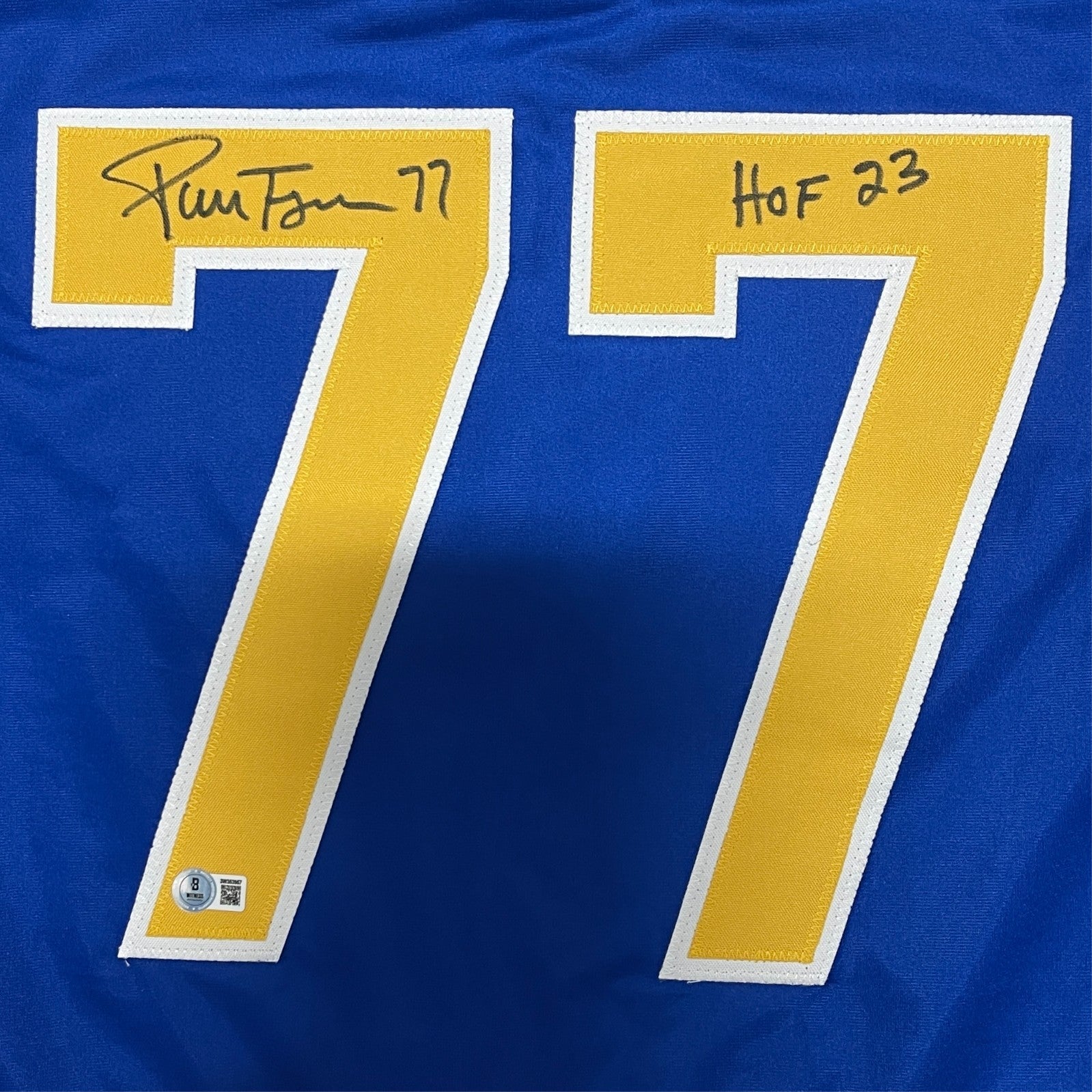 Pierre Turgeon Signed Sabers Custom Jersey w/ HOF 23 Beckett Witness BAS COA1