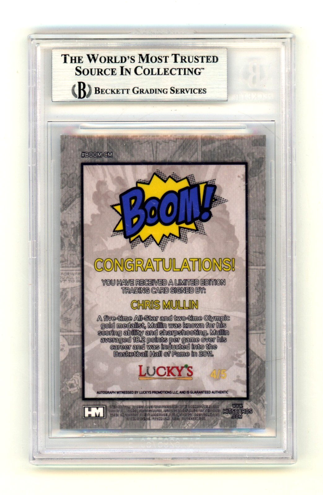 Chris Mullin 2024 Hits Memorabilia BOOM Blue /5 Signed BGS BAS Auto Golden State1