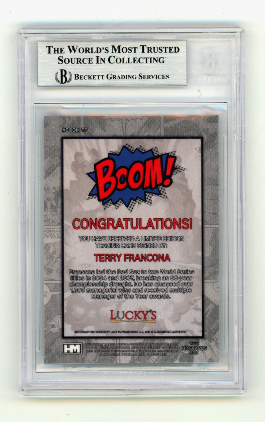 Terry Francona 2024 Hits Memorabilia BOOM Silver Signed BGS BAS Auto Red Sox1