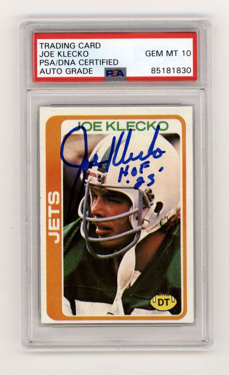 Joe Klecko 1978 Topps #287 Rookie RC w/ HOF 23 Insc Signed PSA 10 Auto Jets0