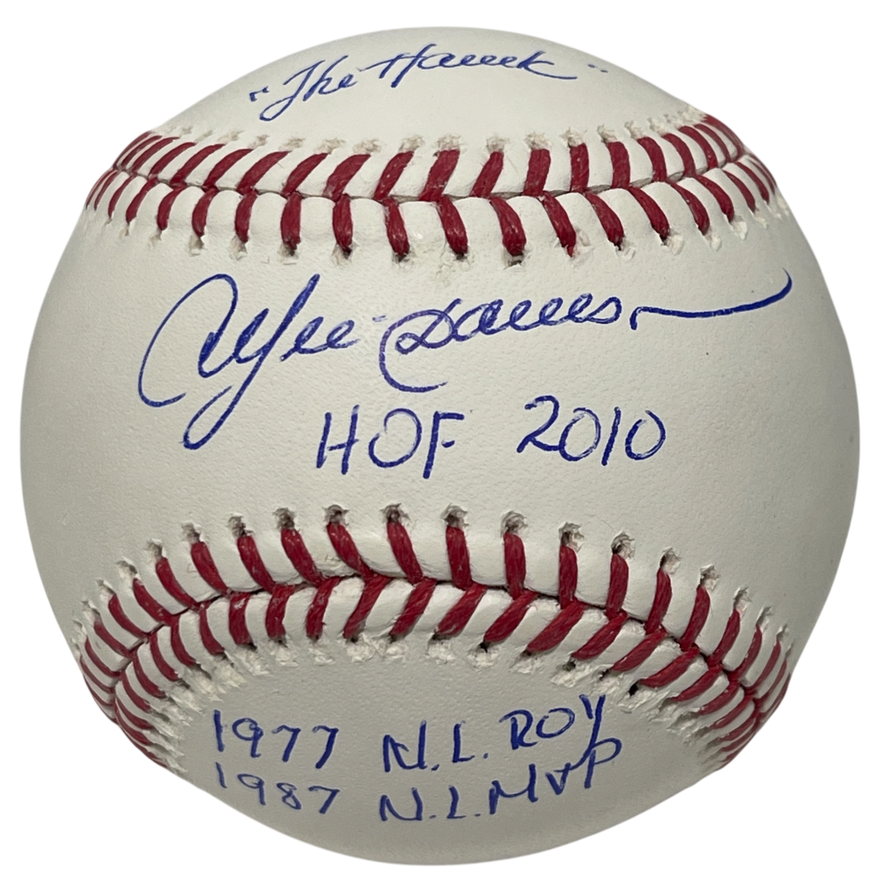 Andre Dawson Signed Rawlings ROMLB Baseball w/ 4 Ins Stat Beckett Wit BAS COA0