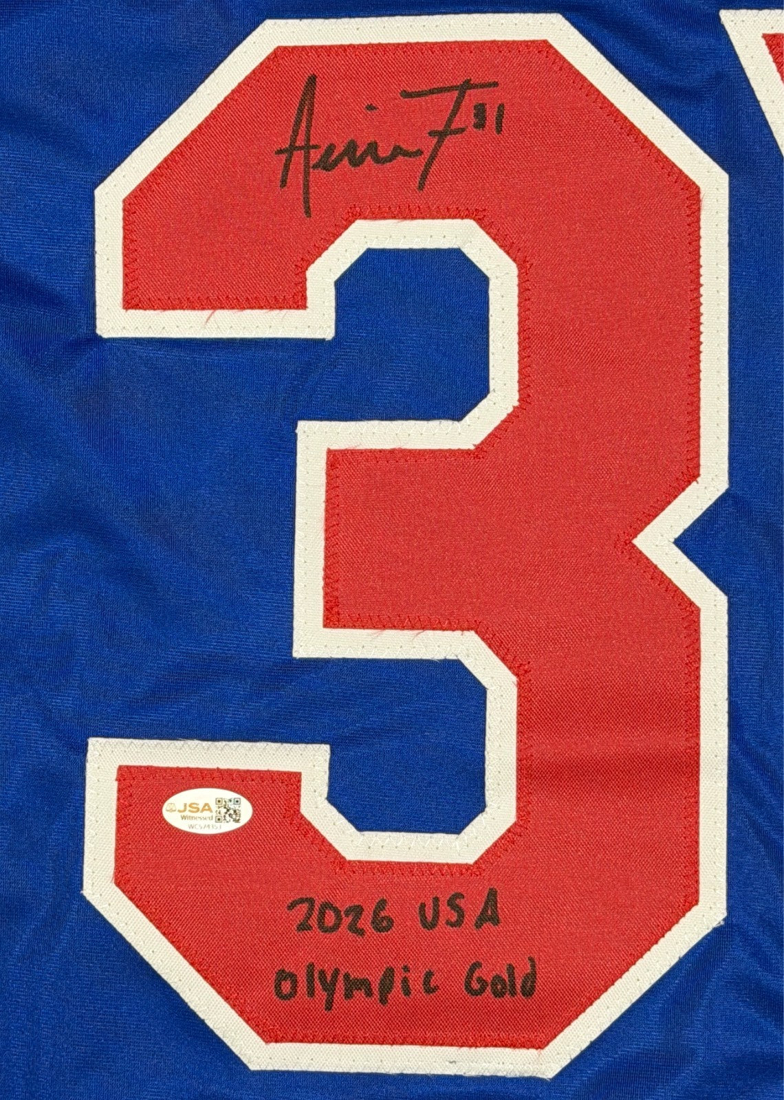 Aerin Frankel Signed USA Hockey Custom Jersey w/ 2026 USA Olympic Gold JSA W COA1