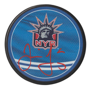 Jaromir Jagr Signed Rangers Reverse Retro Puck Beckett Witness BAS COA0