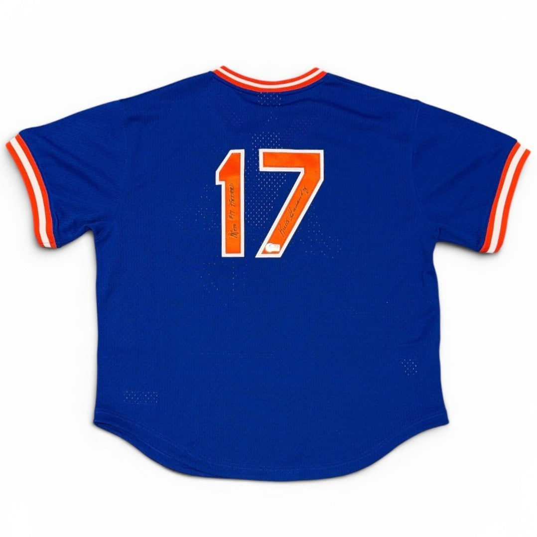 Keith Hernandez Signed Mets Mitchell & Ness Jersey w/ #17 Retired Becket BAS COA0