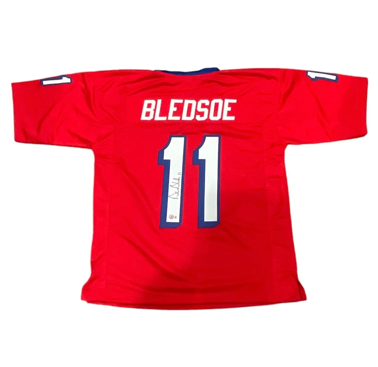Drew Bledsoe Signed New England Patriots Custom Jersey Beckett BAS COA0