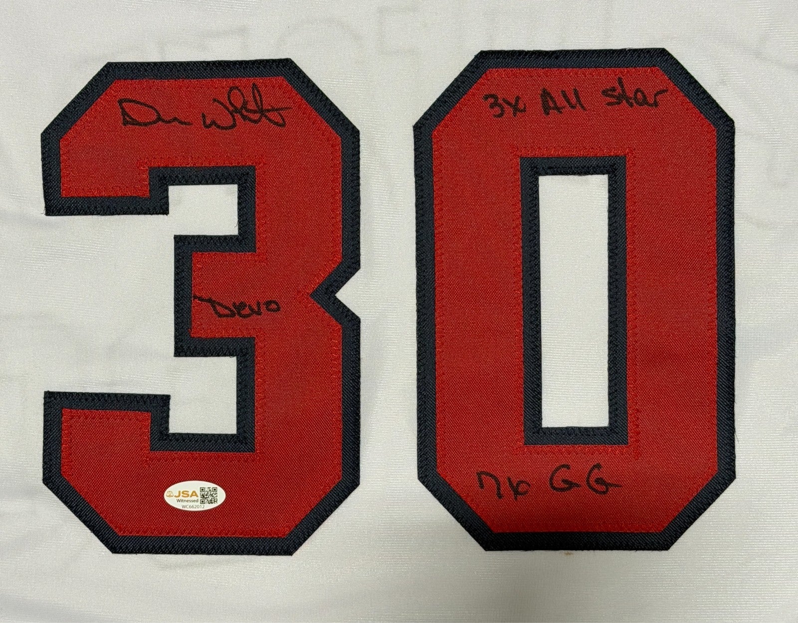 Devon White Signed California Angels Custom Jersey w/ 3x Insc JSA Witness COA1