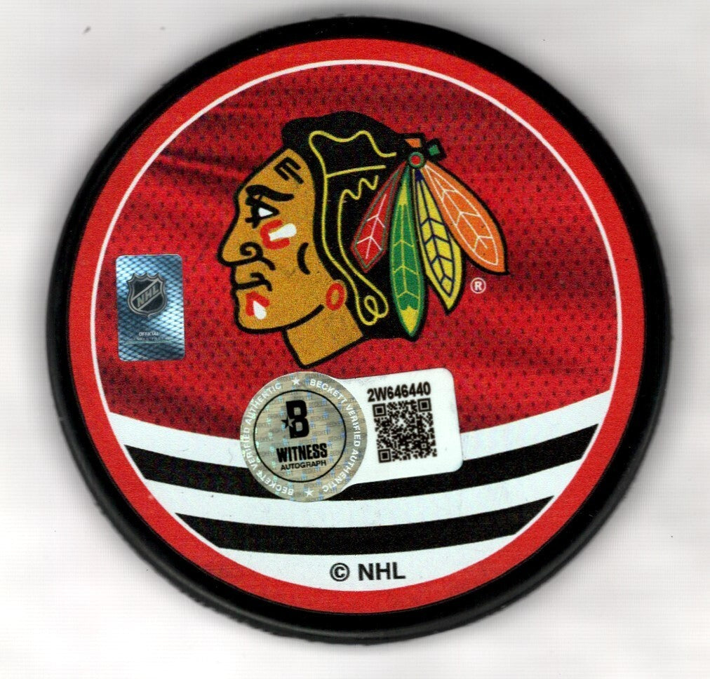 Chris Chelios Signed Blackhawks Reverse Retro Puck w 3x Norris Beckett W BAS COA1