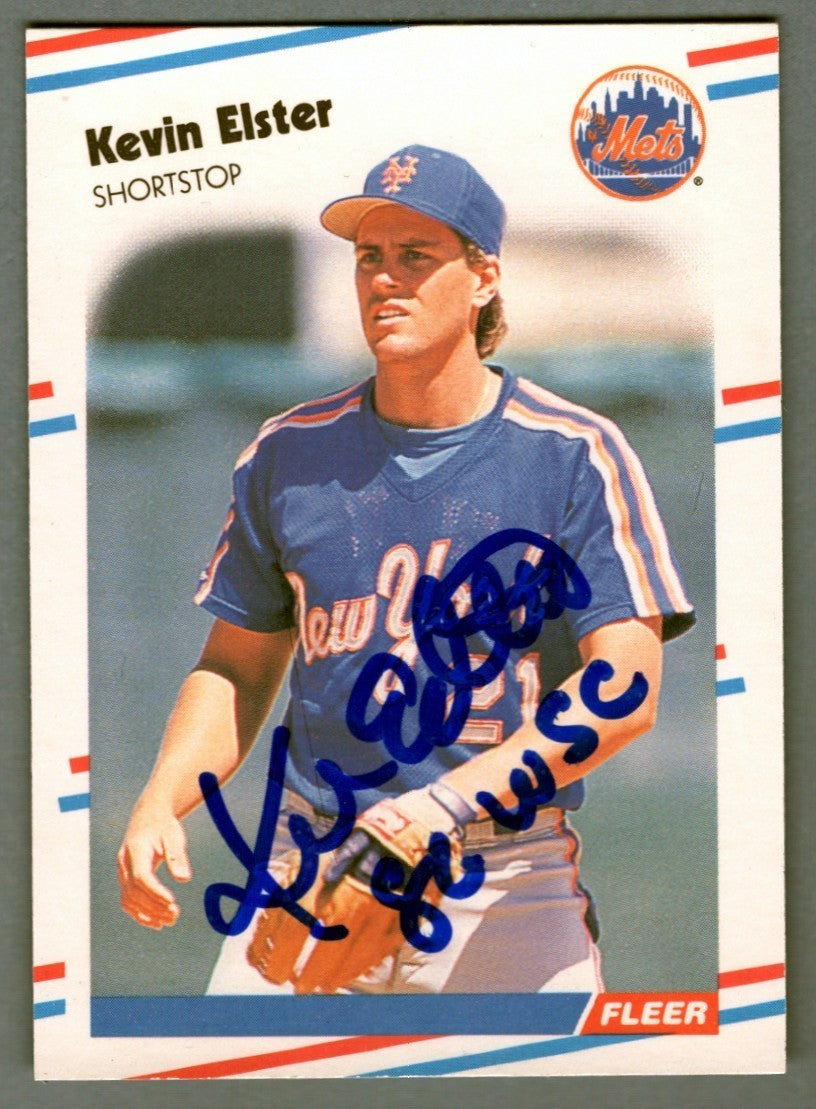 Kevin Elster Signed 1988 Fleer Update #U-104 w/ 86 WSC LSCM COA0