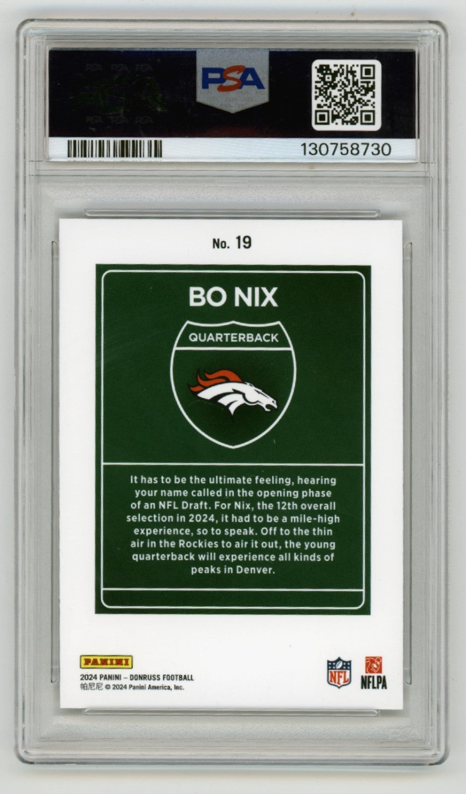 Bo Nix 2024 Donruss Downtown #19 Signed Rookie RC Case Hit PSA Auto Broncos1