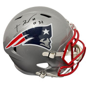TreVeyon Henderson Signed Patriots Speed FS Full Size Helmet JSA Witness COA0