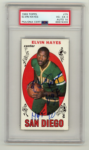 Elvin Hayes 1969-70 Topps 98 Tall Boy Rookie RC 2 Insc Signed Auto PSA 4 10 Auto0