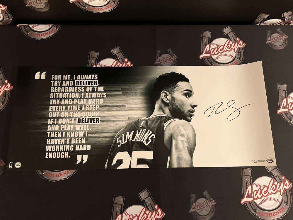 Ben Simmons Signed 36x15 Photo B&W "Deliver" 112/125 Upper Deck UDA COA0