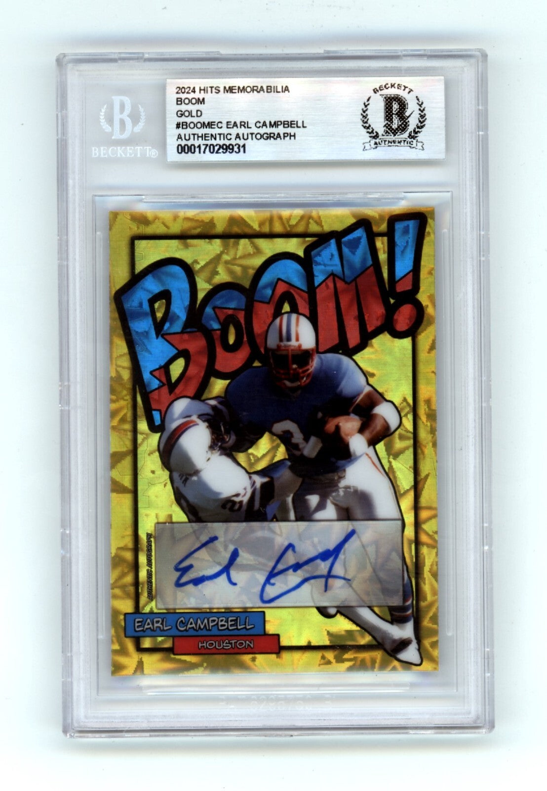 Earl Campbell 2024 Hits Memorabilia BOOM Gold #/10 Signed BGS BAS Auto Oilers0