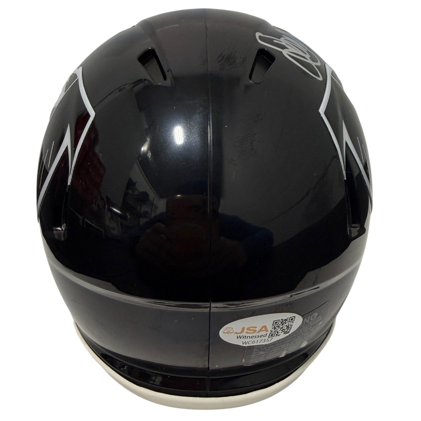 Jamal Anderson Signed Atlanta Falcons TB 90-02 Mini Helmet JSA Witness COA2
