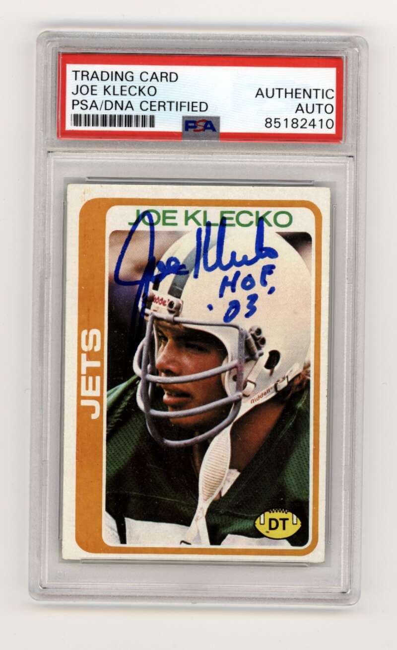 Joe Klecko 1978 Topps 287 Rookie RC w/ HOF 23 Ins Signed PSA Authentic Auto Jets0