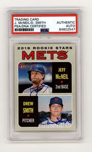 Jeff McNeil Drew Smith 2019 Topps Heritage 348 RC Dual Signed PSA Authentic Auto0