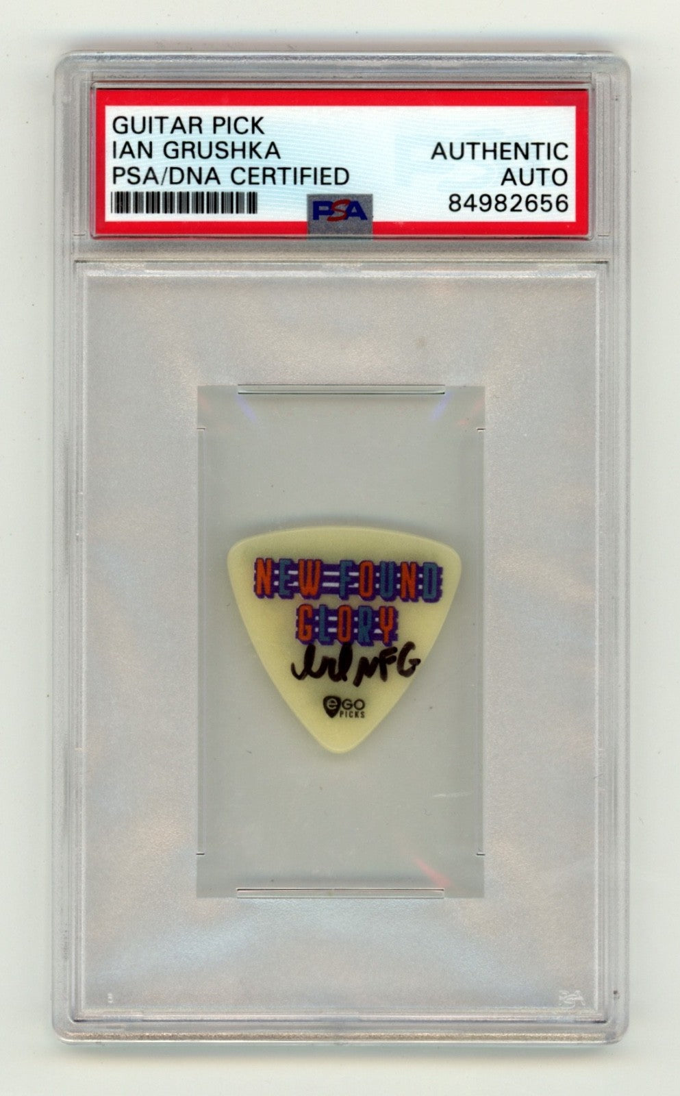 Ian Grushka New Found Glory Orlando Solar Bears Signed Guitar Pick PSA AUTHENTIC0