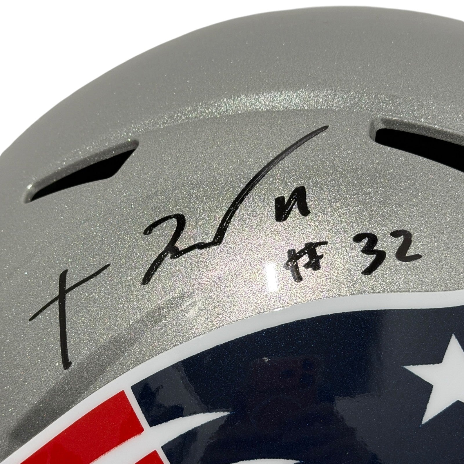 TreVeyon Henderson Signed Patriots Speed FS Full Size Helmet JSA Witness COA1
