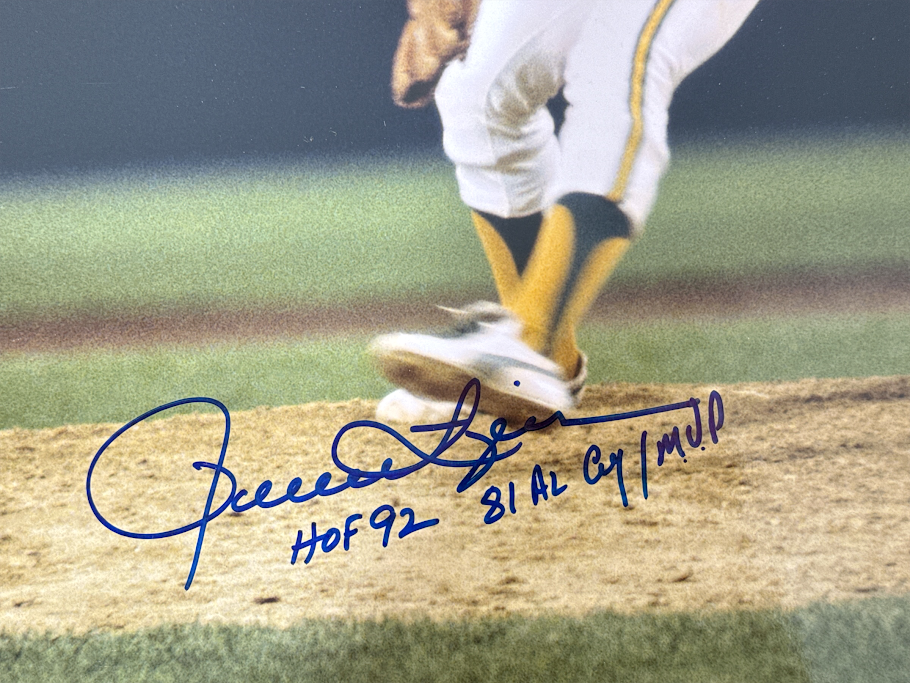 Rollie Fingers Signed 16x20 Photo w/ HOF 92 81 AL CY MVP Beckett Witness BAS COA1