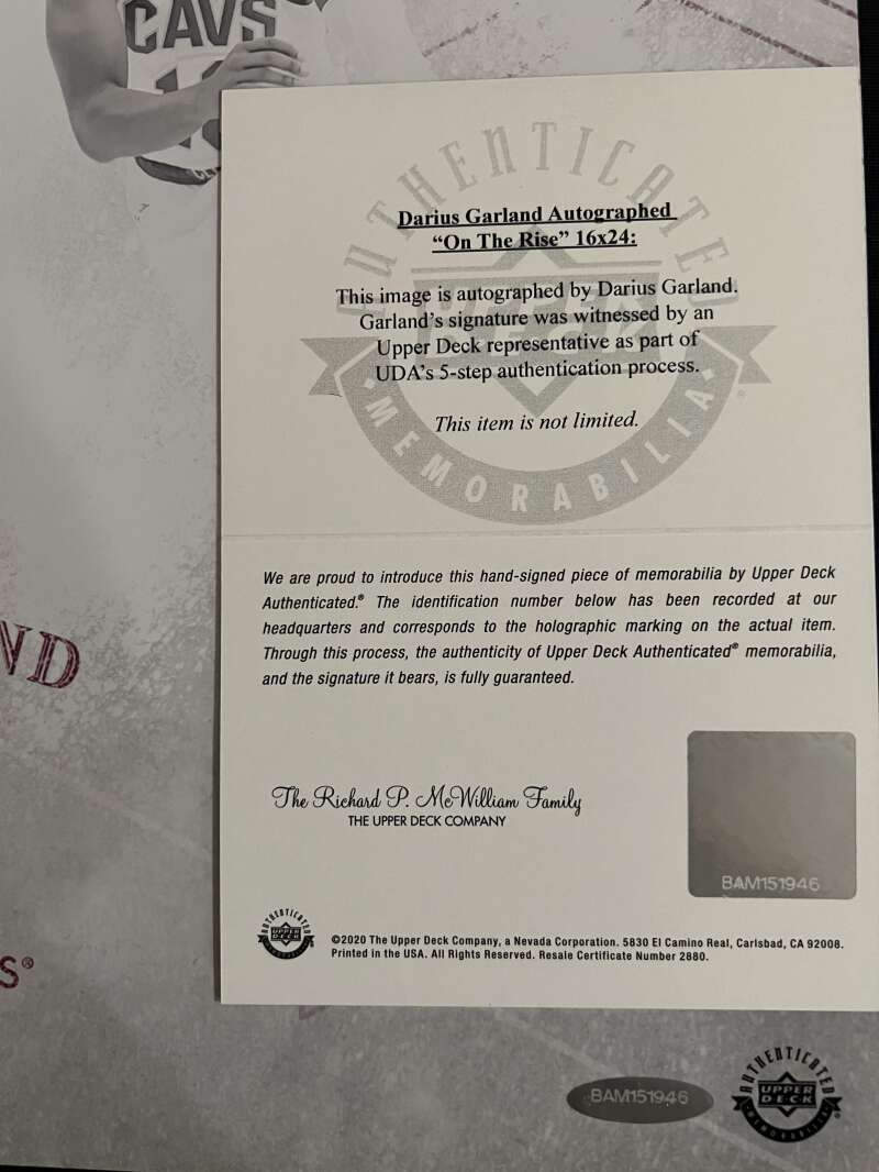 Darius Garland Signed 16x24 Photo On The Rise Upper Deck UDA COA Cavaliers2