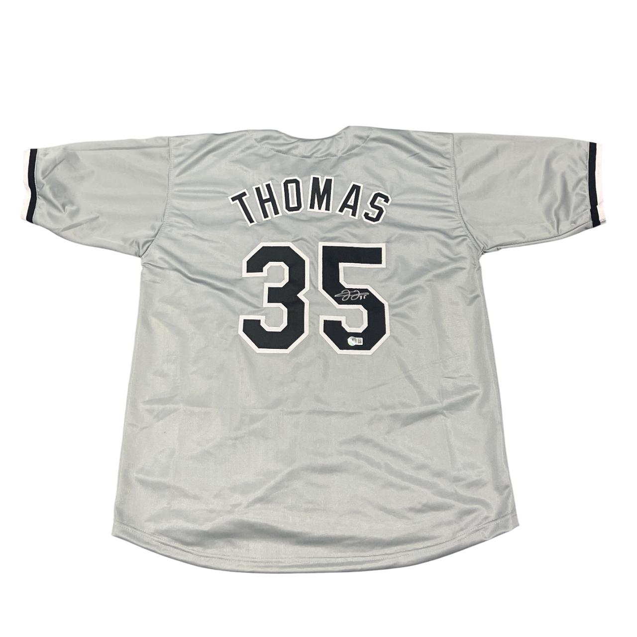 Frank Thomas Signed Chicago White Sox Custom Grey Jersey Beckett Witness BAS COA0