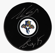 Aaron Ekblad Signed Autographed Florida Panthers Puck w/ ROY 15 COJO + JSA COA0
