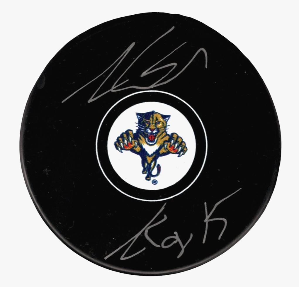 Aaron Ekblad Signed Autographed Florida Panthers Puck w/ ROY 15 COJO + JSA COA0